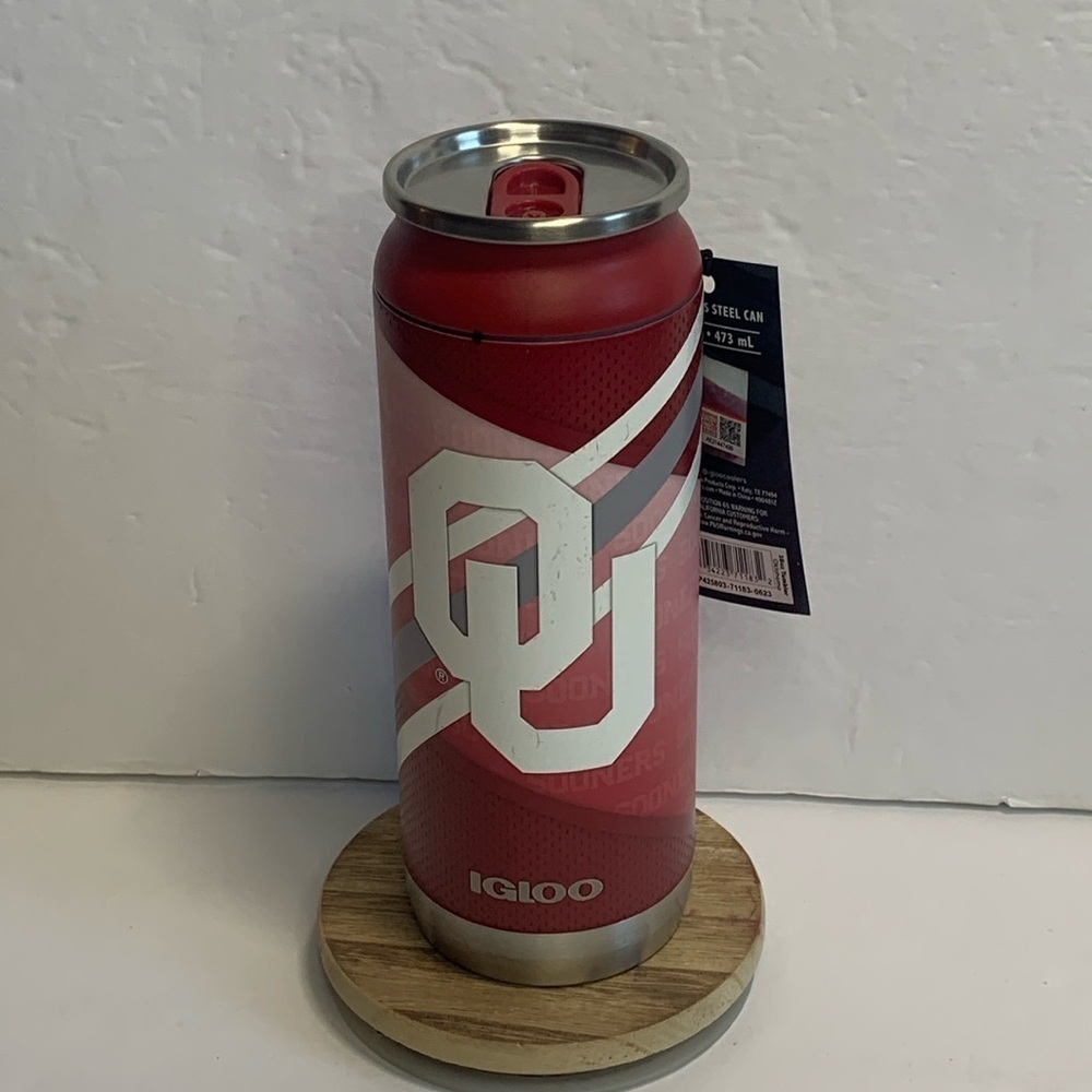 Igloo  Collegiate Oklahoma 16 oz Tumbler Stainless Steel Can New